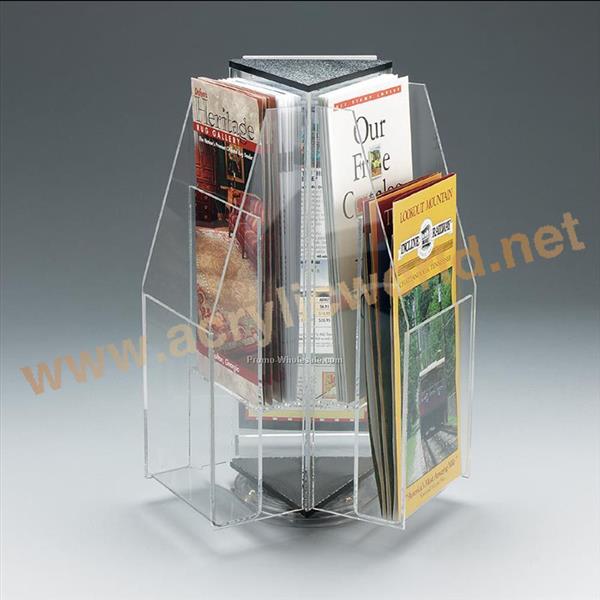 360 rotating three sides acrylic brochure display stands