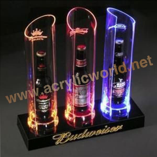 three bottles led wine display stand with engraved logo