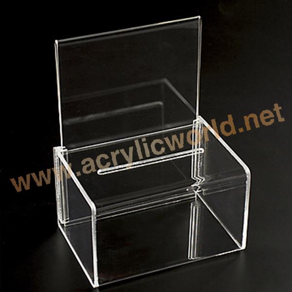 square acrylic donation / suggestion box   clear perspex donation box with lock