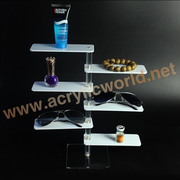 white acrylic glasses display stand with drawers
