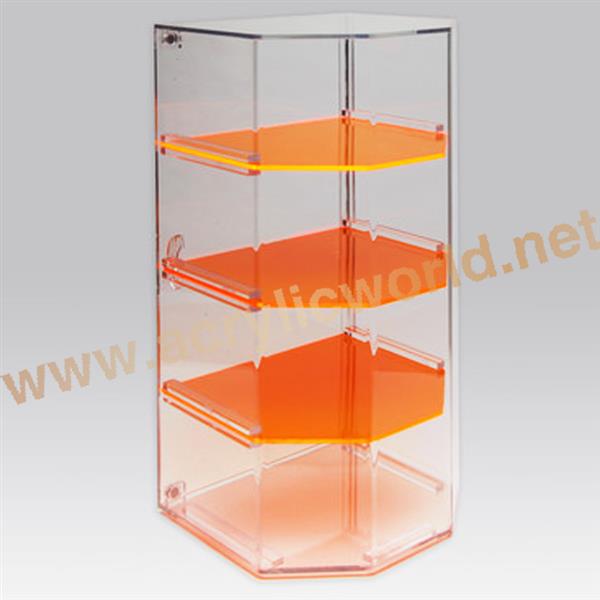 three shelves clear acrylic box with lock