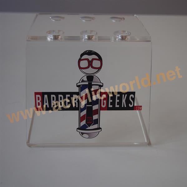 table clear acrylic shears display stand with logo