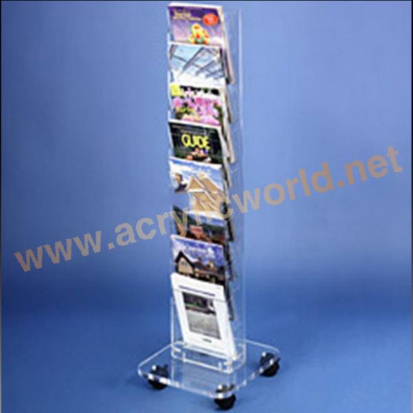 acrylic brochure floor displays with wheels 