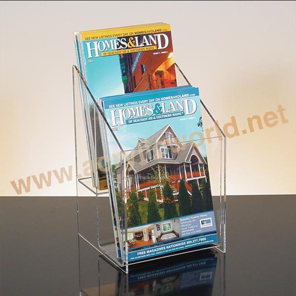 hot two layers table acrylic magazine display rack