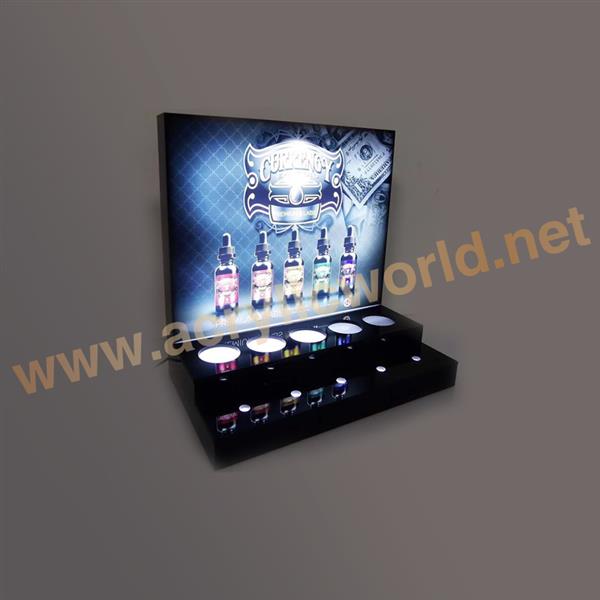 led acrylic cigarette juice display case with USB